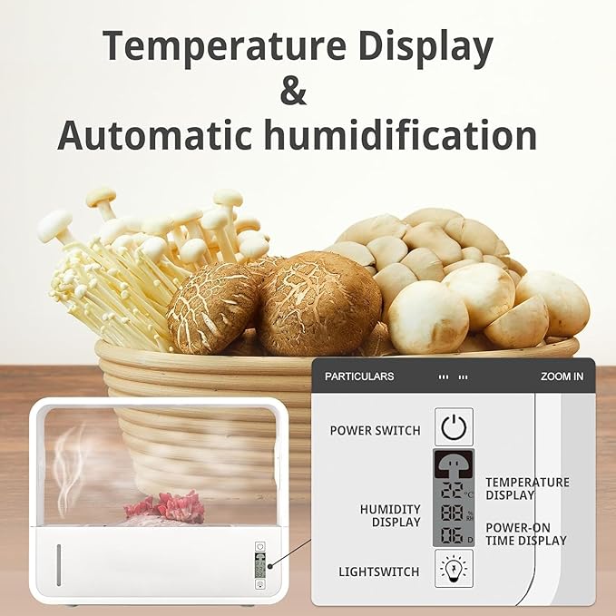 Mushroom Growing Tent, Intelligent Mushroom Growing Kit with Temperature & Humidity Display for Mushroom Lovers, Mycology Fume Hood Propagation Stations for Indoor Mushroom Growers - Image 2