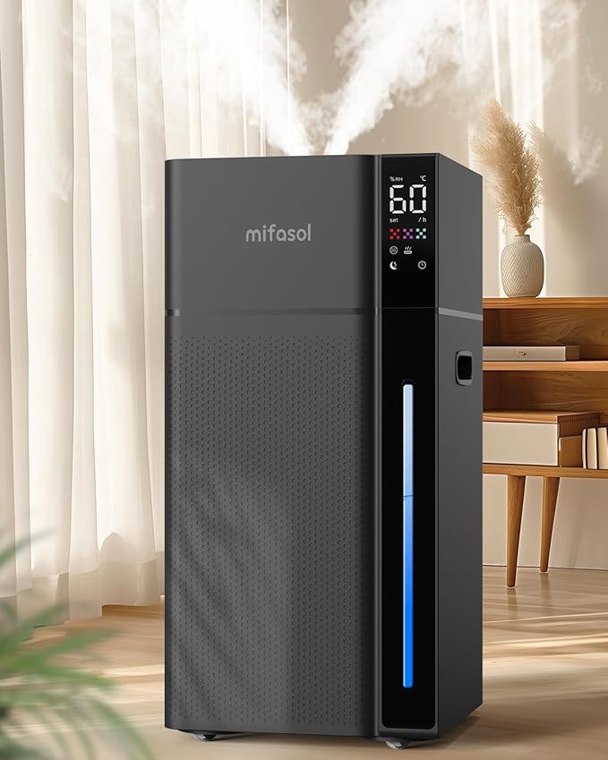 Mifasol Humidifier Large Room, 5.3Gal/20L Warm and Cool Mist Humidifiers for Home 1500 sq ft, Double Nozzles Whole House Humidifier, Humidifiers for Bedroom Plants Office Commercial Large Areas, Black by PureComfortPerfectHumidity