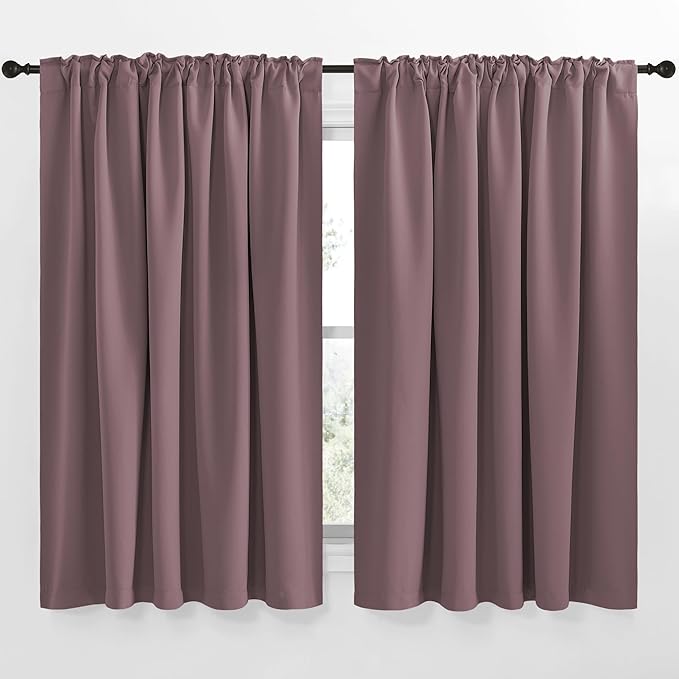 NICETOWN Blackout Curtain Panels Window Draperies - (Dry Rose Color) 70x63 inch, 2 Pieces, Insulating Room Darkening Blackout Drapes for Bedroom - Image 2