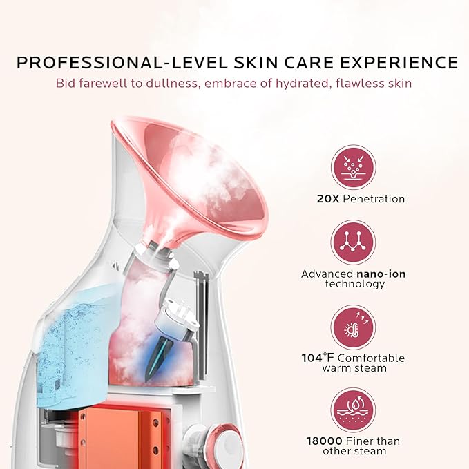 Facial Steamer Skin Care Kit: Face Steamer Home Spa Deep Cleaning Unclogs Pores - Humidifier Hot Mist Relaxing Self Care Gifts for Women with 17 Skin Care Tools - Image 3