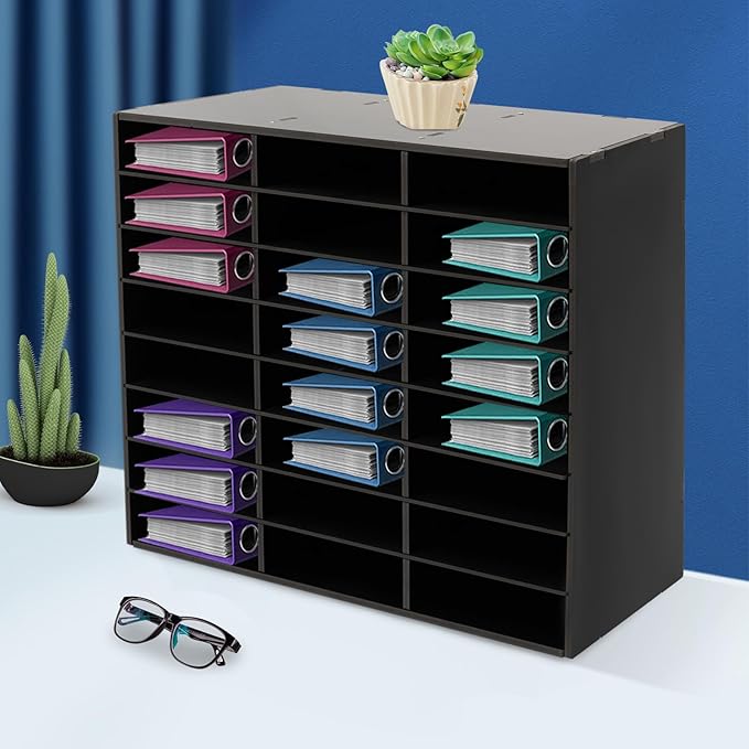 Literature Organizers 24/36Slots Mail Sorter Compartment Files Rack File Cabinet Mail Organizer Office Mailbox Storage Files Manuals Books for Office Company (BGQHQNI9WDFKH - 24 Slots - Black) by AOOCHU