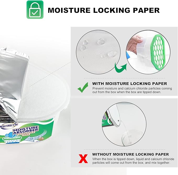 NATRUTH Moisture Absorber boxes, Unscented 500ml(6 PACKS)*10.5OZ Closet Dehumidifier, Eradicate Odor Moisture Absorbers Bucket,Dehumidifier for Closet,Bathrooms, Kitchen & Study, Boats,RVs (Green) - Image 4