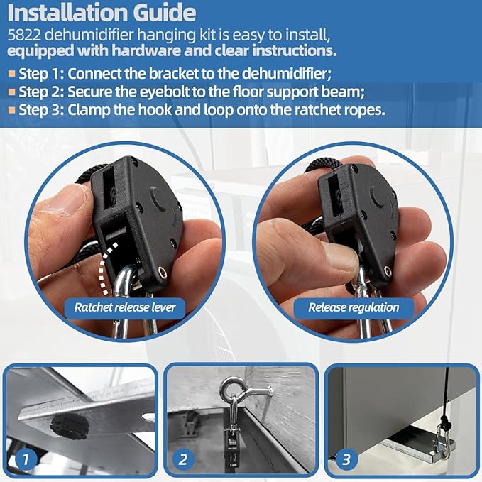 5822 Dehumidifier Hanging Kit for AprilAire Crawl Space, Basement, Whole-House Dehumidifier Models E070, E080, E100, E130, 1820, 1830, 1850, 1852, 1870, 1872 Dehumidifier Parts & Accessories - Image 6