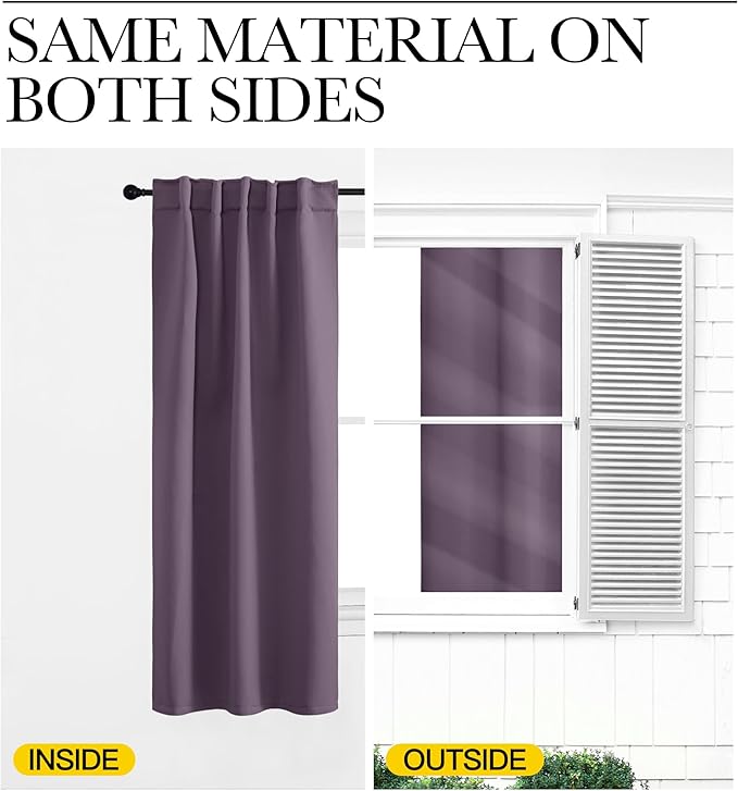 NICETOWN Window Treatment Blackout Curtains and Draperies - (Plum Color) 42x40 inch, 2 Panels, Room Darkening Blackout Panel Drapes for Bedroom - Image 6