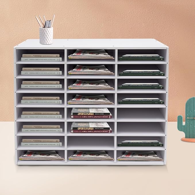 Literature Organizers 24/36Slots Mail Sorter Compartment Files Rack File Cabinet Mail Organizer Office Mailbox Storage Files Manuals Books for Office Company (BGQHQN6AWDFKH - 24 Slots - White) - Image 7