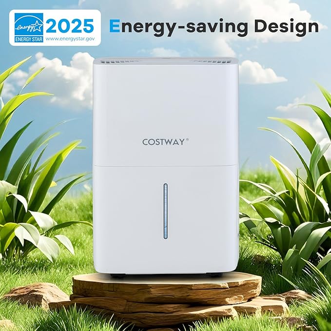 COSTWAY 65 Pints Energy Star Dehumidifier, 5000 Sq.Ft Portable Large Home Dehumidifier for Basements with 2 Modes & 3 Fan Speeds, 1.4 Gallon Tank - Image 2