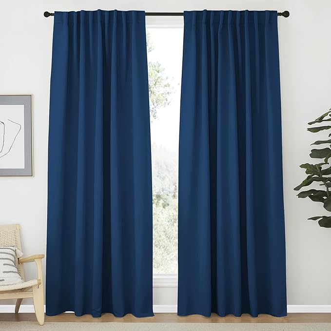 NICETOWN Living Room Blackout Draperies Curtains - (Moroccan Blue Color) W70 x L84, 2 Panels, Home Decoration Window Blackout Drape Panels for Patio Door by NICETOWN