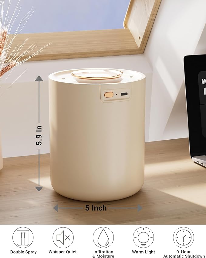 Portable Small Humidifier, 1500ml Small Humidifiers for Bedroom Baby, 1800mAh USB Personal Desktop Portable Humidifiers for Travel,Office, Car, Home, Auto Shut-Off, 3 Mist Modes, Super Quiet - Image 3