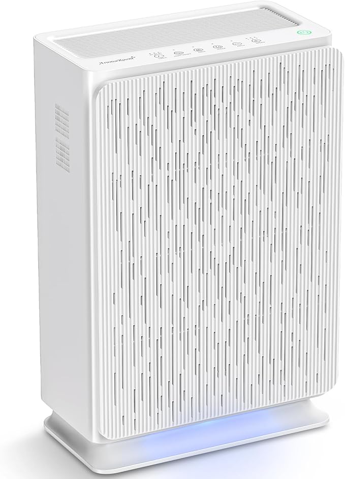 AromaRoom Air Purifiers for Large Rooms up to 2100 Sq Ft, HEPA 14 Air Purifier with Smart PM 2.5 Sensor, Portable Filter Air Cleaner for Smoke, Allergies, Pet Dander,Bedroom, Office - Pearly White by AromaRoom