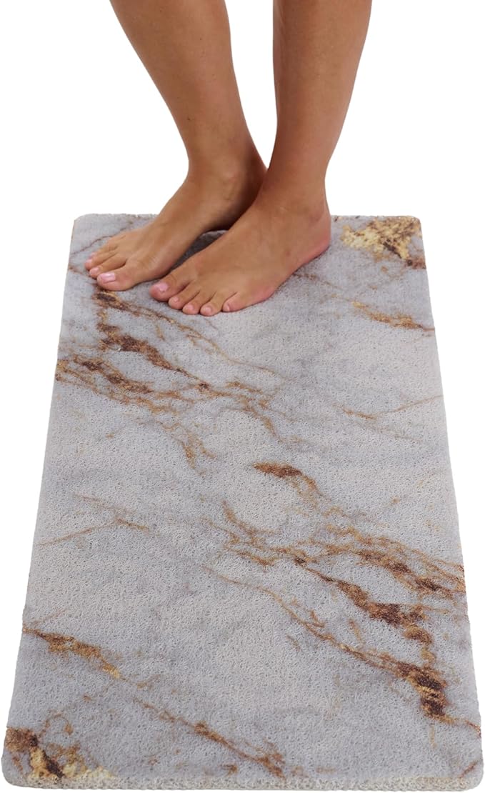 Non Slip Bathtub Mat Shower Mat for Tub - Loofah Bath Mats for Bathroom - 40x16 Bathtub Floor Mat - Textured Anti Slip Bath Mat Without Suction Cups - Secure Mat for Wet Areas (40x16 Blue Gold) by ENKOSI