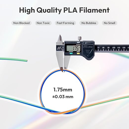 AMOLEN 3D Printer Filament Bundle, Triple Colors Coextrusion Silk PLA Filament 1.75mm +/-0.02mm,Shiny Color Change 3D Printer Filament for Most FDM 3D Printer 200g X 4 Pack - Image 4