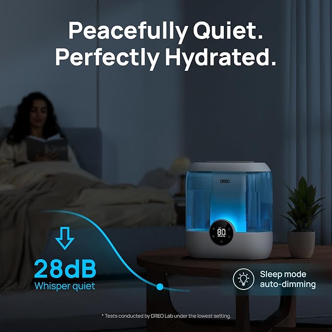 DREO Humidifiers for Bedroom, 6L Top Fill Supersized Cool Mist Humidifier for Large Room, 60 Hour Runtime, Quiet Ultrasonic Humidifiers for Plants, Baby, Indoor, Home, Night Light, Blue - Image 7