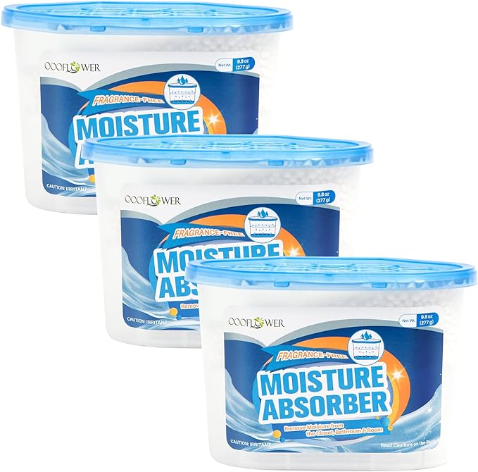 3-Pack Moisture Absorber, 9.8 oz (277g), Traps Moisture & Humidity, Portable Dehumidifier for Closets, Bathrooms, Toilets, Study Rooms, RVs, Basements by Unknown