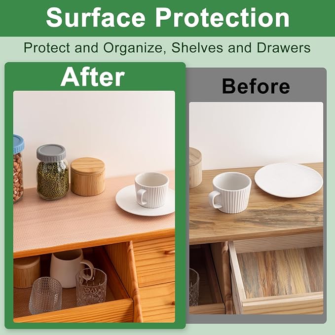 12 Inches x 10 FT Non-Adhesive Shelf Liner Water Resistant Oil-Proof Thickened Easy to Clean and Cut Drawer Mats for Refrigerator, Desk, Cabinet, Kitchen - Image 6