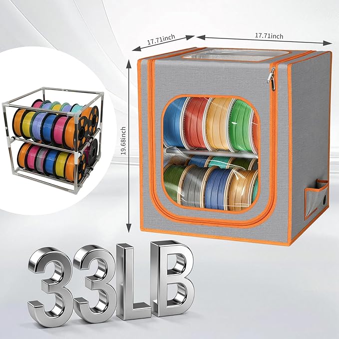 3D Printer Filament Storage Box- 2 Tiers Metal Filament Storage Rack with Trans Cover,with LED Strip Lights Holds Up to 24 Rolls of Filaments for Home, Studio，Waterproof & Dustproof Filament Tent - Image 5