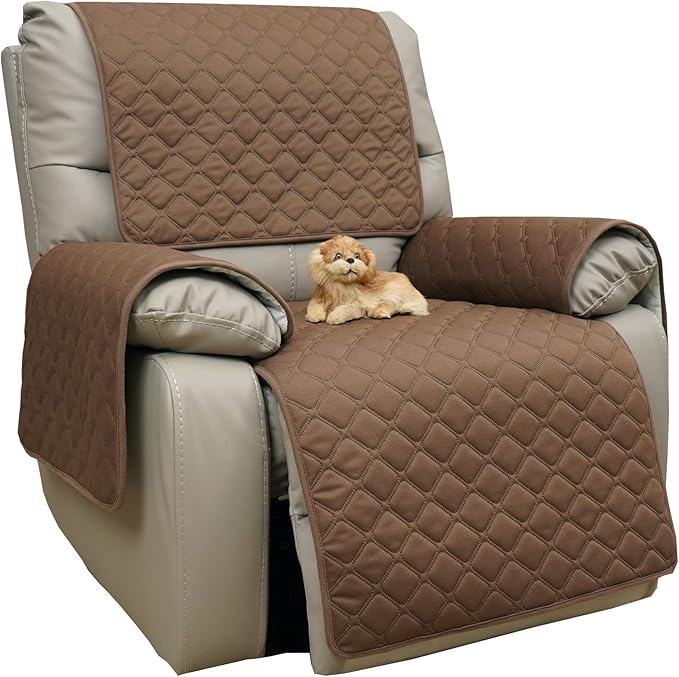 Eismodra Waterproof Recliner Chair Covers for Reclining Couch Slipcovers Seat Cushion,Anti-Slip Sofa Cover for Dogs Pets Furniture Protector Washable,Brown Set (4 Pieces) by Eismodra