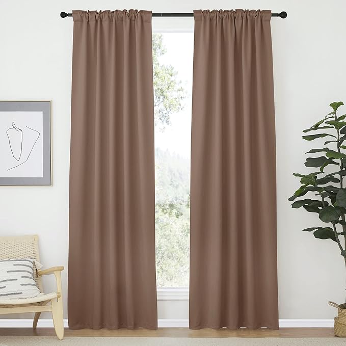 NICETOWN Blackout Curtain Panels Window Draperies - (Cappuccino Color) 34-Inch Wide x72-Inch Long, 2 Pieces, Home Decoration Light & Noise Reducing Window Covering Room Darkening Drapes for Bedroom - Image 2