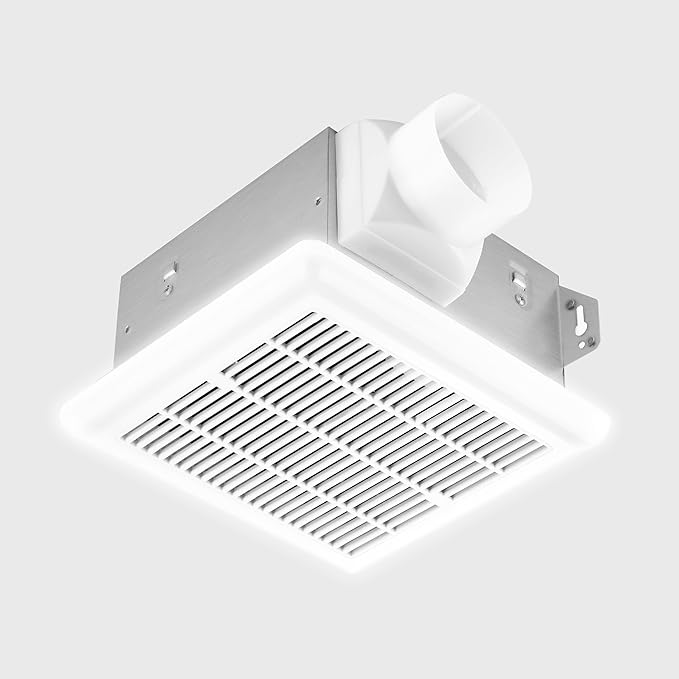 Tech Drive Bathroom Exhaust Fan with Light, 70 CFM,Super Quiet 1.5Sone Bathroom Fan with Light, 800lm 3CCT LED,3000K/4000K/5000K Selectable,Energy Star Certified, 3inch Duct, White by TechDrive