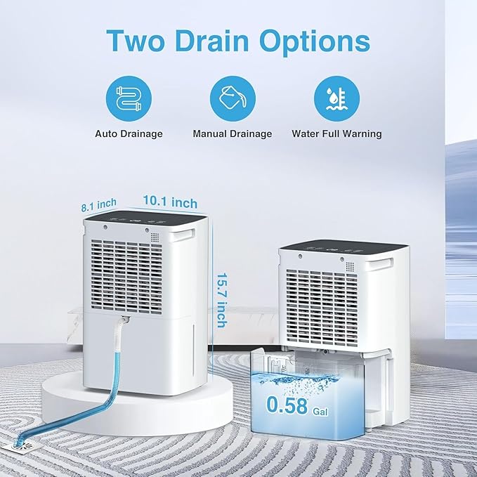 Dehumidifier,1500 Sq. Ft 21 Pint Dehumidifier for Basement with Drain Hose for Home Large Room Bathroom Bedroom - Smart Humidity Control, 24H Timer, Auto Manual Drain, 3 Modes - Image 4