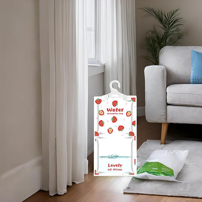 Hanging Moisture Absorber,Hanging Dehumidifier Bags for Closet,Bedroom and Kitchen,Fragrance Free-10 Packs,Moisture Absorb(strawberry) - Image 3