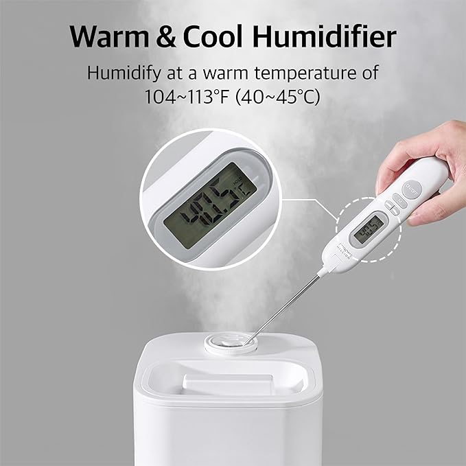 Pureal 10L Tower Humidifier, 83H Runtime, Warm & Cool Mist, Large Room, Top-Fill Tank On Wheels, Auto Mode, 12H Timer, Remote Control, Mood Light, White - Image 4