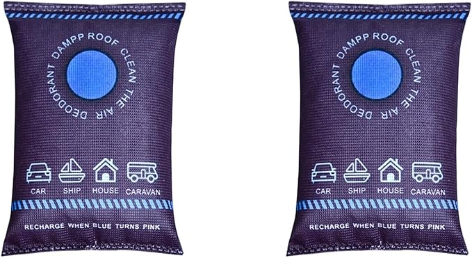 Reusable Dehumidifier Bags, Silica Gel Moisture Absorber, Microwave Rechargeable, Portable Condensation Prevention for Wardrobe, Closet, Basement, RV, Camper Storage (2 pcs) by Unknown