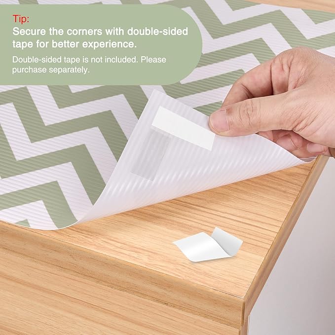 Glotoch Shelf Liner 12" x 20FT Non Adhesive Refrigerator, Kitchen, Drawer Liners, Waterproof and Durable Fridge Table Place Mats for Cupboard, Cabinet, Drawer Liner, Gray and White, Chevron - Image 4