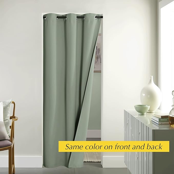 NICETOWN Door Curtains for Doorway Privacy, 95 Inch Length Blackout Thermal Insulated Room Divider Cover, Farmhouse Closet Curtain for Bedroom LivingBathroom, 1 Panel, Sage Green, 42" Wide - Image 4