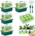 Seed Starter Tray, 48 Cells Indoor Seed Starter Kit, Flexible Silicone Designed Seedling Starter Trays, Germination Tray with Humidity Dome & Lids(4in Height), Reusable & Dishwasher Safe, BPA-FREE by Ryscam