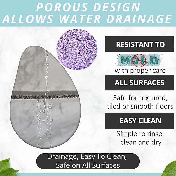 Non Slip Bathtub Mat Shower Mat for Tub - Loofah Bath Mats for Bathroom - 31x16 Bathtub Floor Mat - Textured Anti Slip Bath Mat Without Suction Cups - Secure Mat for Wet Areas (31x16 Purple) - Image 3
