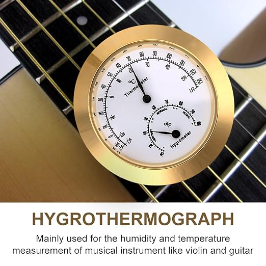 Thermometer Hygrometer, Temperature Humidity Monitor for Indoor Outdoor Instruments (Gold) Hygrometer For Cigar Humidor Humidor Hygrometer Humidor Cigar Box Acoustic Guitar Hygrometer - Image 3