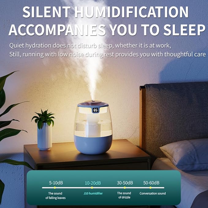 Humidifier for Bedroom,1.8L Cool Mist Humidifier with Night Light, Humidifiers for Home and Plants Baby Room with 20dB Quiet,Waterless Auto-Off - Image 4