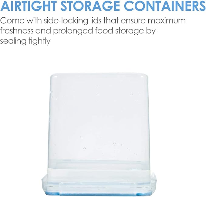 Vtopmart Food Storage Containers 2.5L / 84.5oz, 4 Pieces BPA Free Plastic Airtight Canister for Flour, Sugar, Baking Supplies, with 4 Measuring Cups and 24 Labels, Blue - Image 4