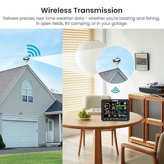 Sainlogic Weather Stations Wireless Indoor Outdoor SA6, Weather Station with Rain Gauge and Wind Speed, Weather Forecast, Temperature, Air Pressure, Humidity, Moon Phase, Alarm Clock(No WiFi) - Image 6