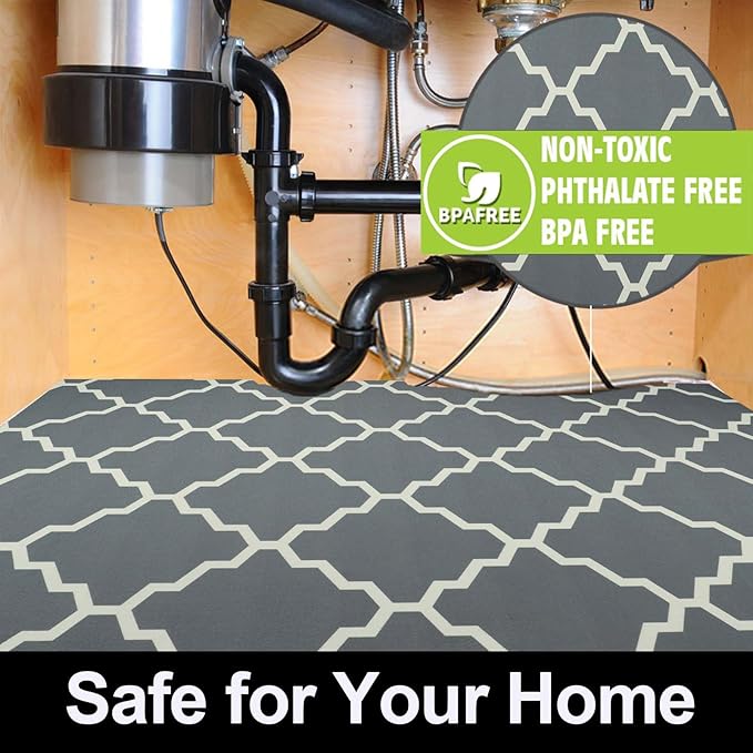 AiBOB Waterproof Under Sink Mat, Absorbent Quick Dry Sink Liners Protect Cabinets, Durable Shelf Liners, Slip Resistant and Non-Adhesive, 24X68 Grey - Image 6