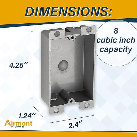 (8 Pack) Plastic Electrical Box, Shallow Remodel Box, 8 Cubic Inch Grey Outlet Box, Single Gang Old Work Junction Box, Length 4.25'', Width 2.4'', Depth 1.24'', Solid PVC Construction, ETL Listed - Image 2