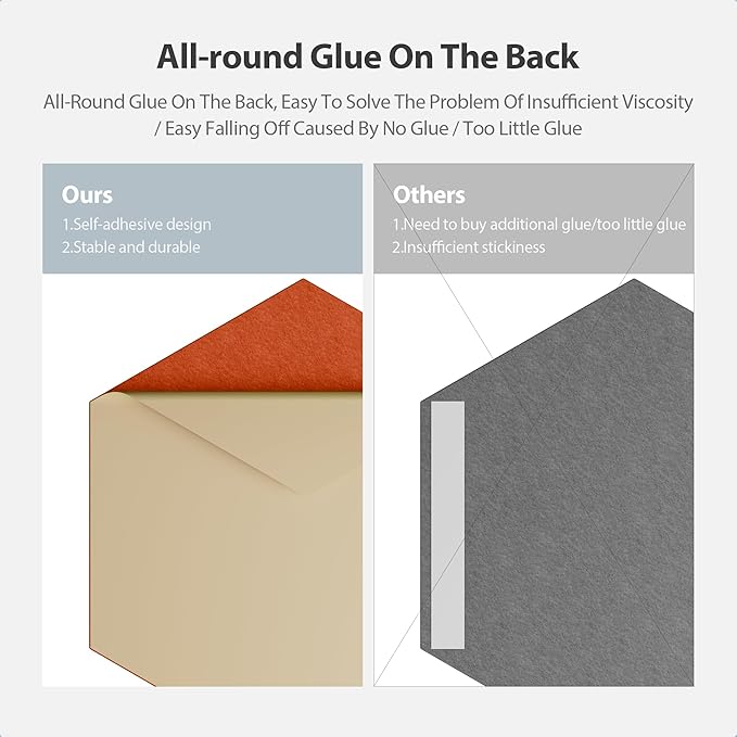 12 Pack Acoustic Panels Self Adhesive Sound Proof Foam, High Density Sound Acoustic Panel, 12X10.23X0.4 Inch Hexagon Panels in Home, Office, Reccording Room, Studio,and more(Orange-Red) - Image 4