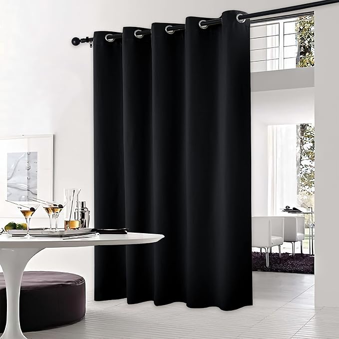 NICETOWN Blackout Curtain for Sliding Door, Patio Door Curtains, Thermal Insulated Wide Drapes/Draperies for Bedroom (Black, 70 by 84 inches,) - Image 6