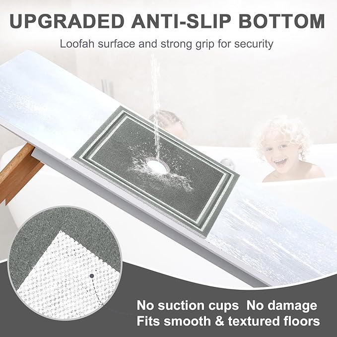 Square Shower Mat Non Slip: 32x32 Inch Extra Large Shower Mats for Inside Shower, Anti Slip Shower Floor Mat, Loofah Shower Stall Mats for Elderly, Non Slip Shower Mat with Drain Hole in Middle - Image 3