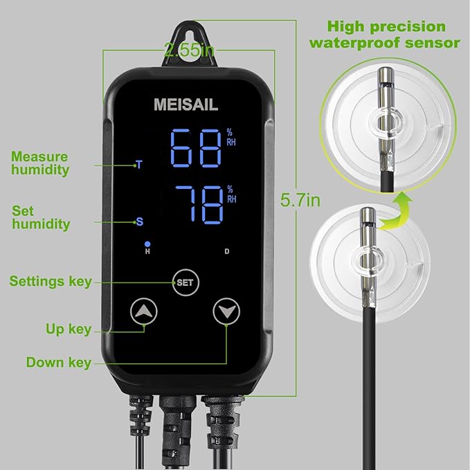 Humidity Controller Greenhouse Shiitake Mushrooms Humidifying dehumidifier humhumidistat controlleridity Humidity Switch Controller for Grow Ten thygrometer humidistat Controller - Image 3