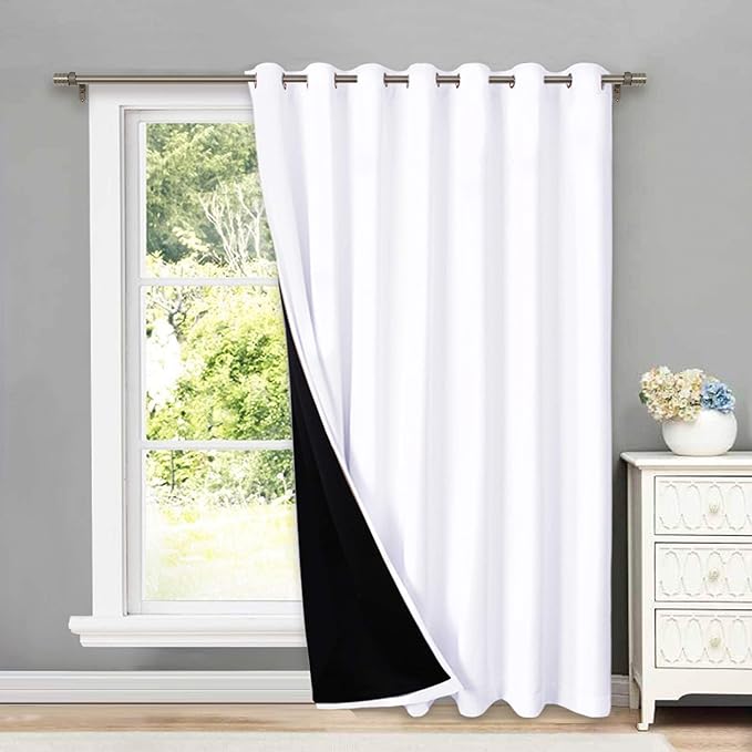 NICETOWN Full Shading Curtains for Patio Door, Super Heavy-Duty Thermal Backing Sliding Glass Door Drape, Privacy Assured Window Treatment(1 Panel, 100 inches W x 84 inches L, Pure White) by NICETOWN