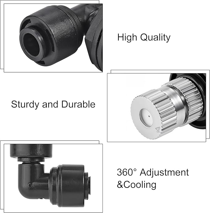 CozyCabin Double Reptile Mister Nozzles, 1/4'' Reptile Misting Spray Nozzle 360 Degree Adjustable Detachable Nozzle - Fine Mist Fogger for Terrarium, Aquarium Rainforest - Image 4