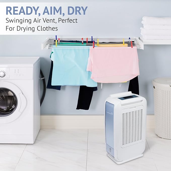 Ivation 13-Pint Small-Area Desiccant Dehumidifier Compact and Quiet - With Continuous Drain Hose for Smaller Spaces, Bathroom, Attic, Crawlspace and Closets - For Spaces Up To 270 Sq Ft, White - Image 8