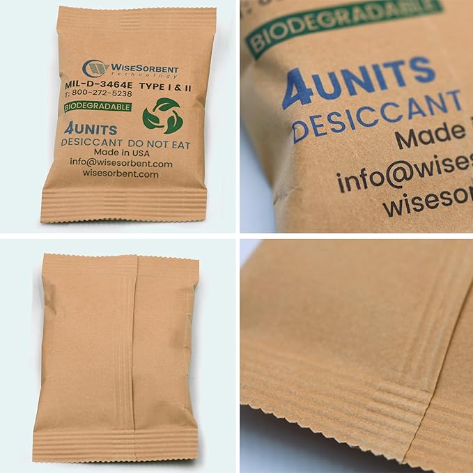 Kraft Clay Desiccants Packs for Safe, 132 Gram 500 Packs Dehumidifier for Gun Safe, 4 Unit Military Grade Moisture Absorbers, Conforms to MIL-D-3464E Type I & II Absorbents - Image 6