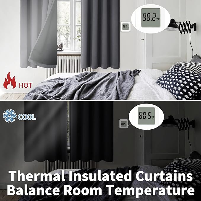 BGment Grey Blackout Curtains 84 Inch Length 2 Panels Set for Bedroom, 100% Room Darkening Thermal Insulated Dark Curtains for Living Room Soundproof Window Curtains, 52 Inch Wide - Image 4