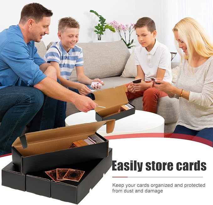 Yexiya 6 Pcs 800 Count Storage Box Card Holders, Trading Cards Sports Collector Boxes Organizer for Baseball Football Sports, and Playing, Cardboard, Game, Black - Image 3
