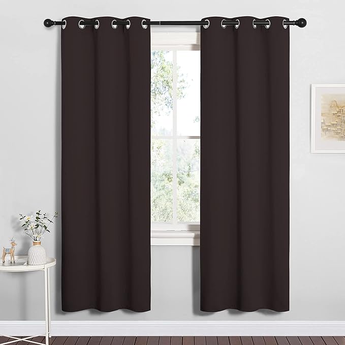 NICETOWN Blackout Curtain Panels for Bedroom Window, Triple Weave Microfiber Energy Saving Thermal Insulated Solid Grommet Blackout Draperies and Drapes(One Pair, 34 inches by 72 inches, Toffee Brown) - Image 2