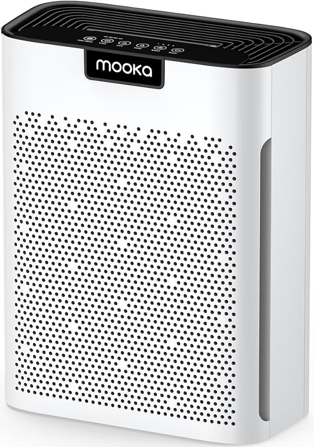 Air Purifiers for Home Large Room 2200 Ft² with Washable Filters, MOOKA H13 HEPA Air Purifier for Home Pets Bedroom with Fragrance, Air Cleaner for Smoke Dust Pollen Pets Hair Odor, KJ190 White by MOOKA