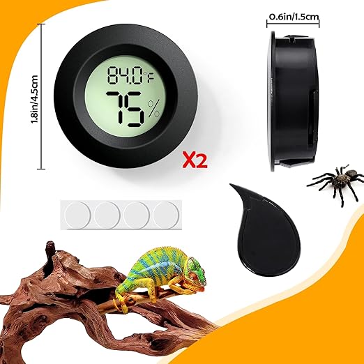 Reptile Tank Accessories, 2 PCS Reptile Thermometer and Humidity Gauge for Bearded Dragon, Jumping Spider, Leopard Gecko, Hermit Crab, Gecko, Ball Python, Lizard - Image 6