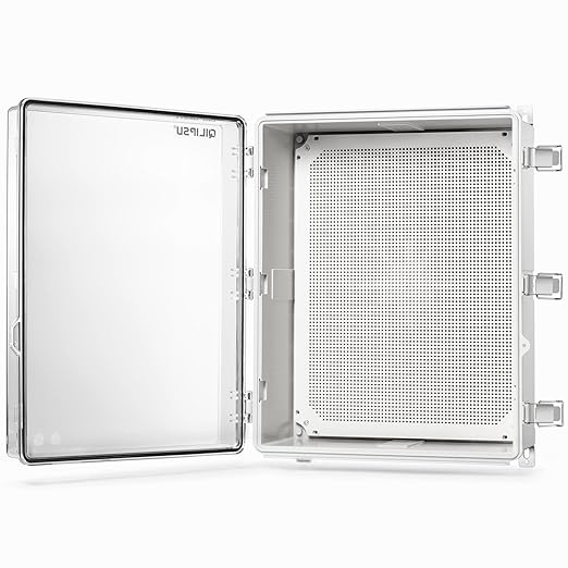 QILIPSU Waterproof Junction Box IP67 Outdoor Plastic Electrical Project Enclosure Weatherproof with Mounting Plate, Wall Brackets, Hinged Clear Cover 20"x16.1"x7.9" CC by QILIPSU